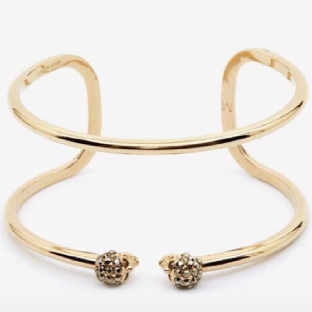 Alexander McQueen Twin Skull Double Cuff Bracelet Signed Authentic